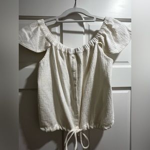 Madewell button detail tie ruffle sleeves in ivory - size medium